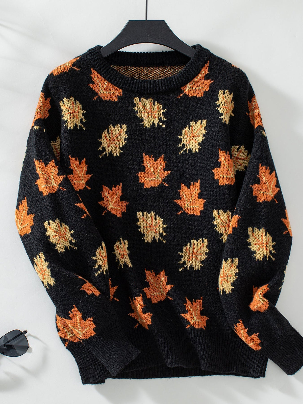 Elarova | Maple Leaf Jacquard Freizeit Pullover Sweater