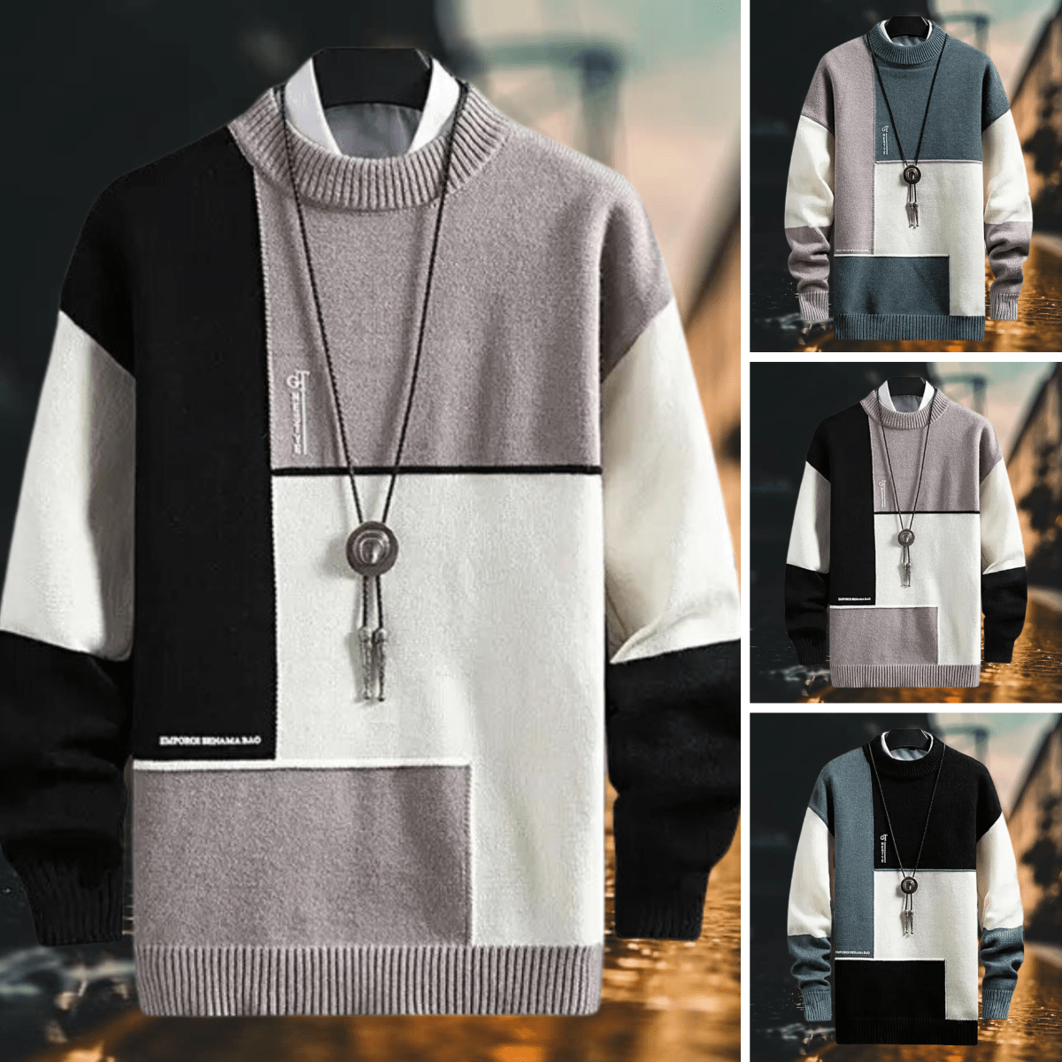 Elarova | Mehrfarbiger Pullover für Herren