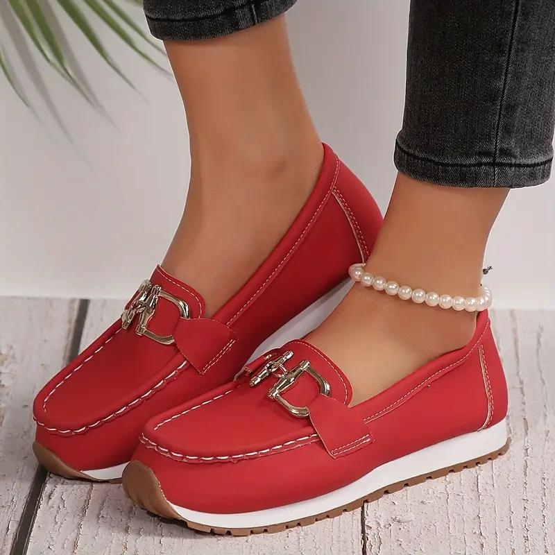 Elarova | Metallische Schnalle Slip On Wanderschuhe Damenschuhe