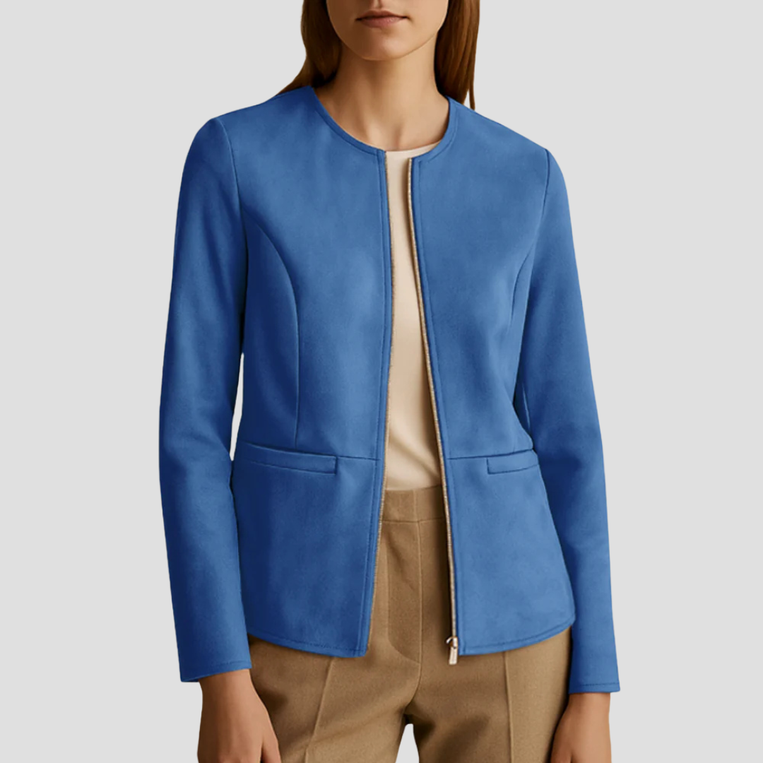 Elarova | Minimalistische DamenWildlederjacke mit Reißverschluss