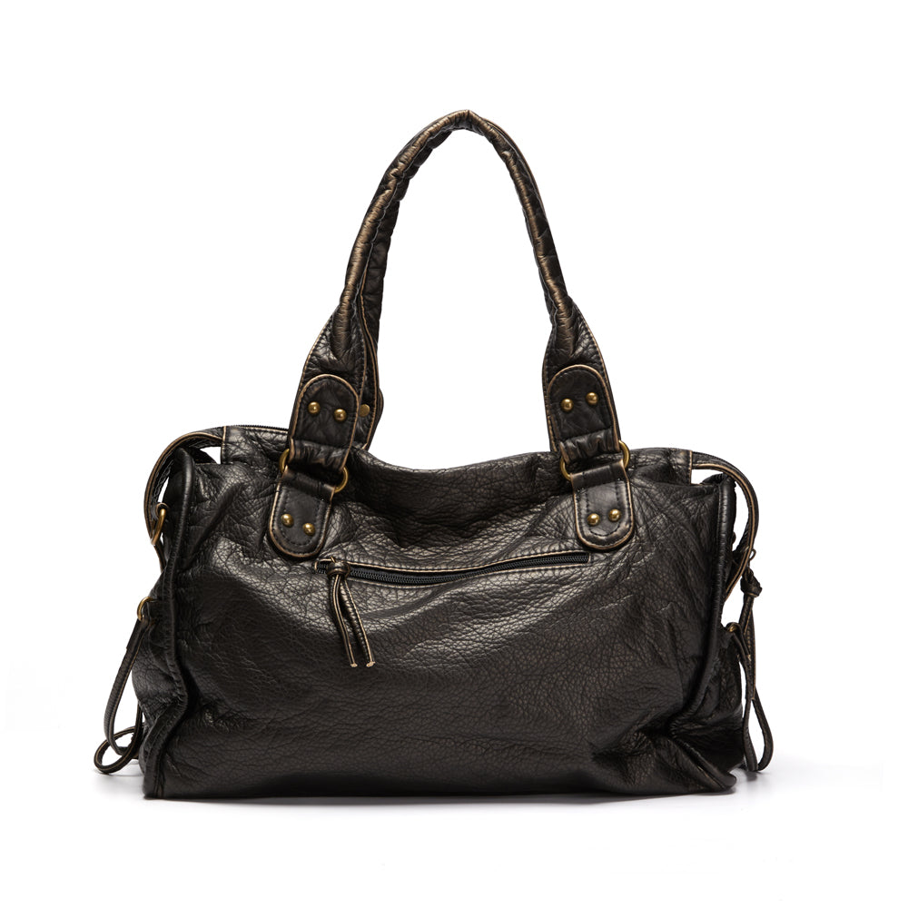 Elarova | Obsidian Luxus Schwarze Lederhandtasche
