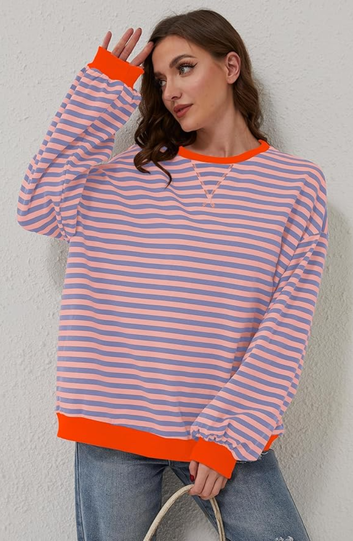 Elarova | Oversize Pullover mit farbenfrohen Streifen