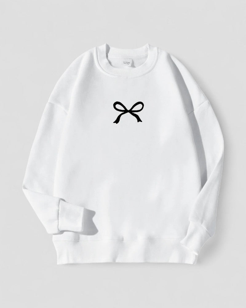 Elarova | Oversize-Sweatshirt mit Schleifenprint und Fleecefutter aus Baumwollmischung für Damen