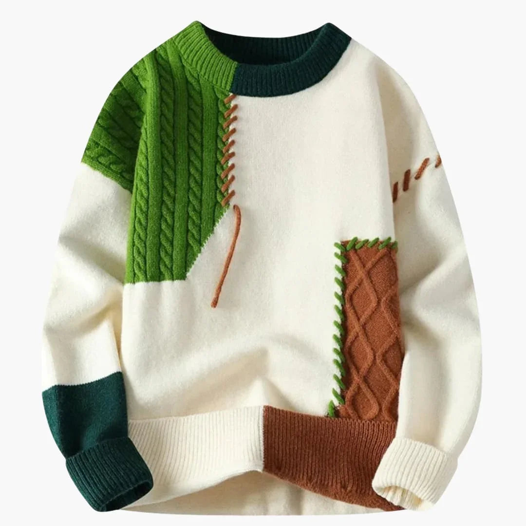Elarova | Patchwork Strickpullover für Herren