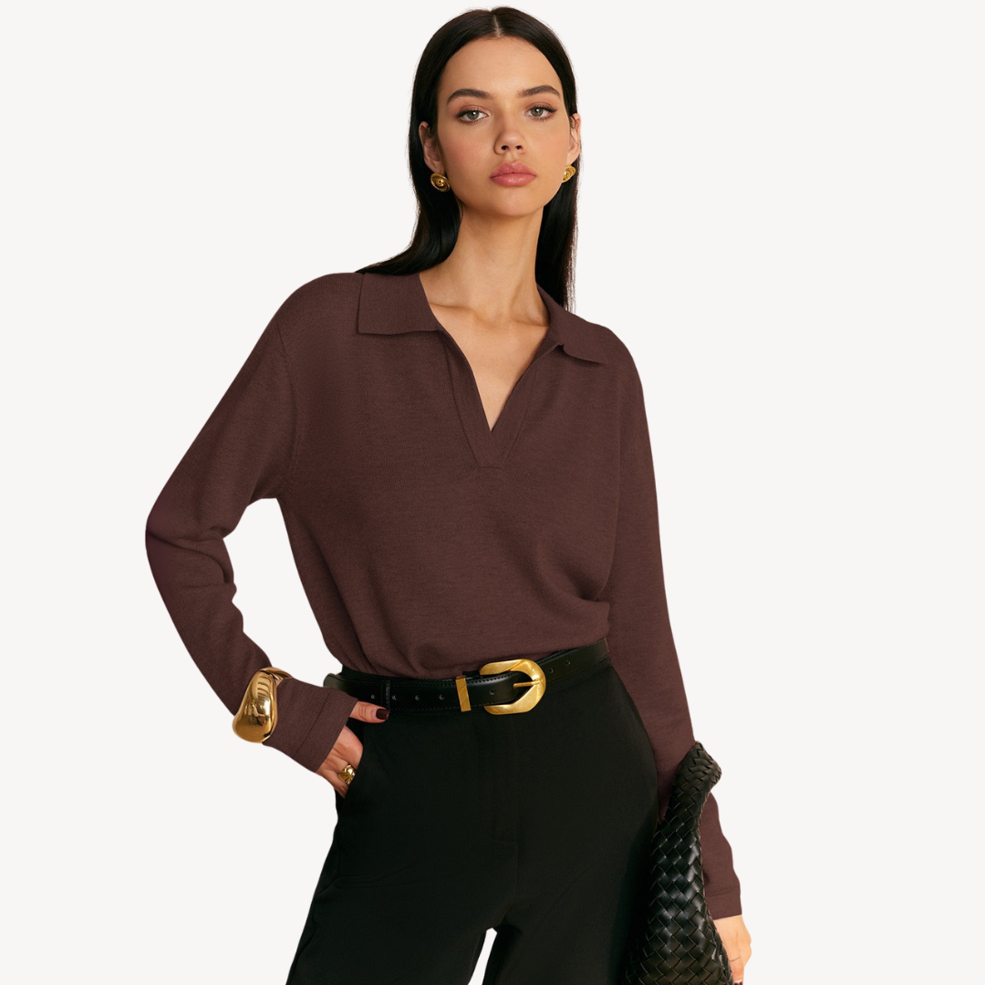 Elarova | Polopullover mit V-Ausschnitt für Damen