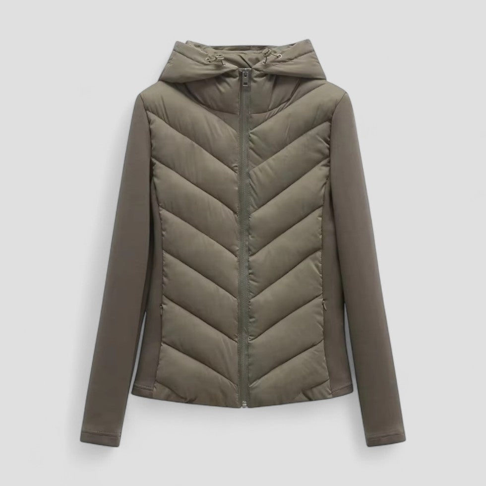Elarova | Pufferjacke aus Baumwollmischung mit Kapuze und langen Ärmeln für Damen
