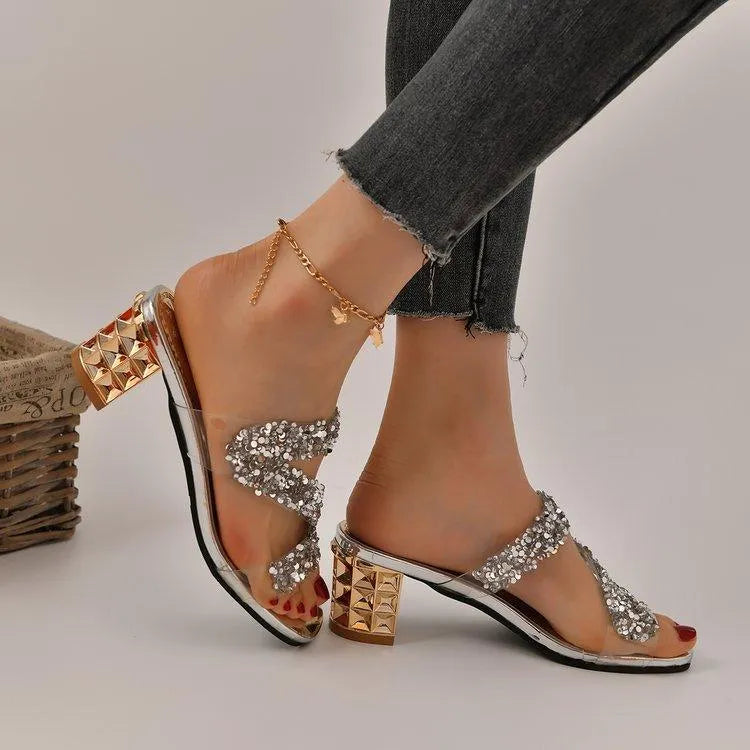 Elarova | Sandalen mit Absätzen und Pailletten