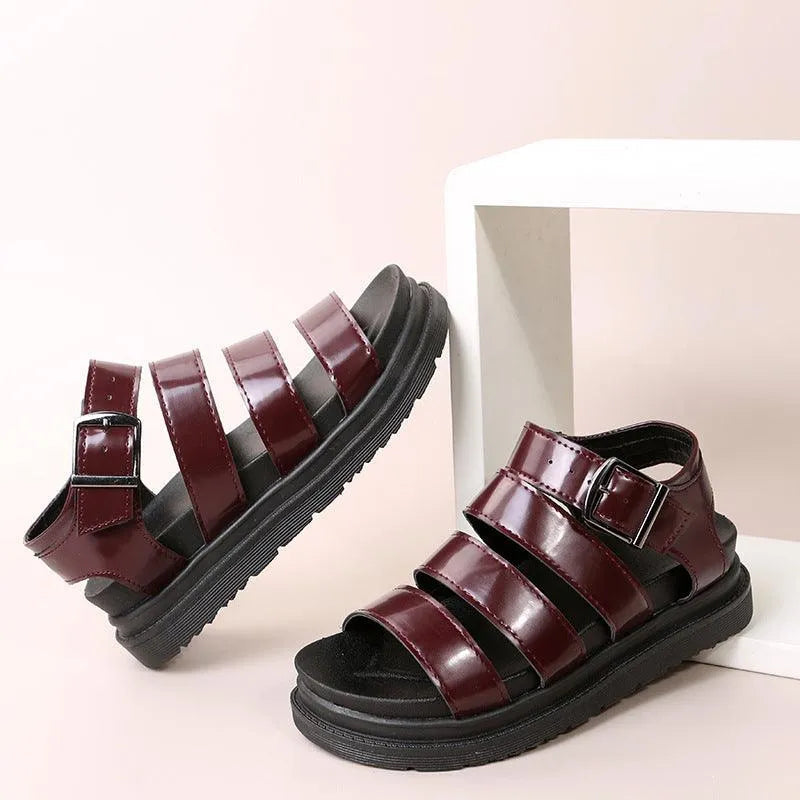 Elarova | Sandals with buckle and platform with open toes