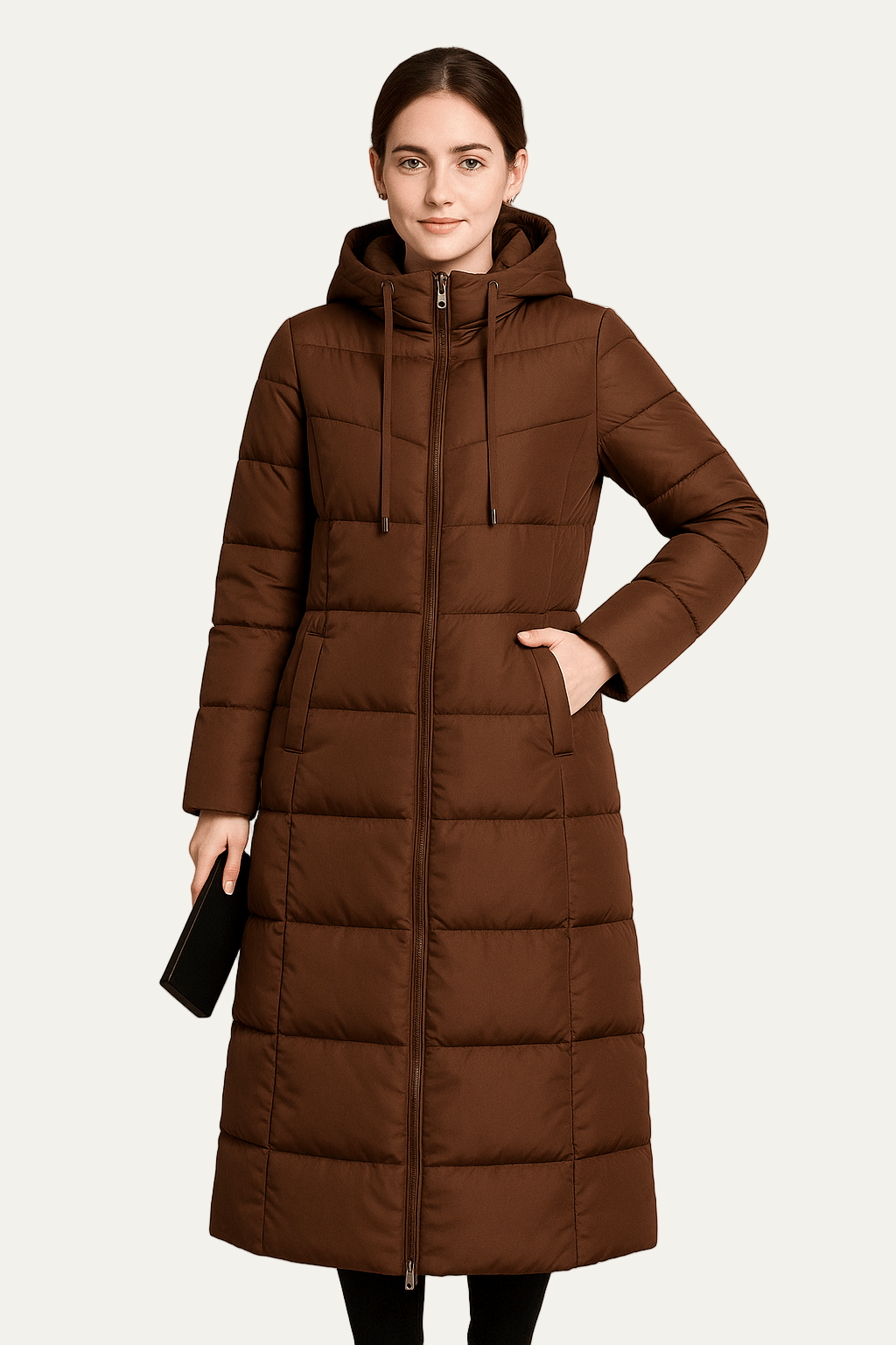 Elarova | Schmal geschnittener Damen-Maxi-Steppmantel