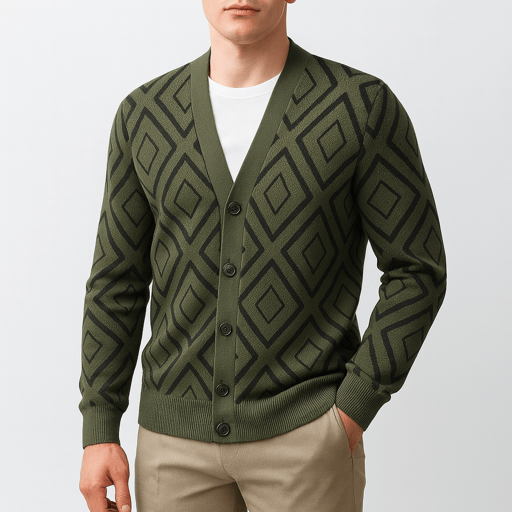 Elarova | Schmaler Jacquard-Cardigan