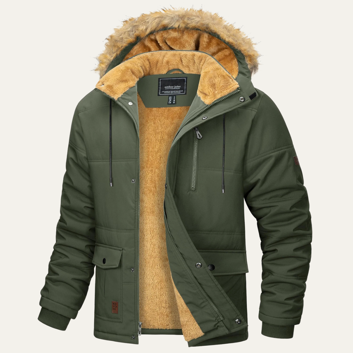 Elarova | Schwerer Herren-Sherpa-Parka mit Kapuze