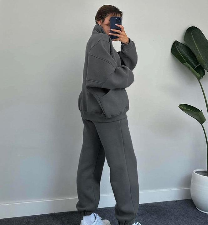 Elarova | Set aus Reißverschlussjacke und Kordelzughose für Damen