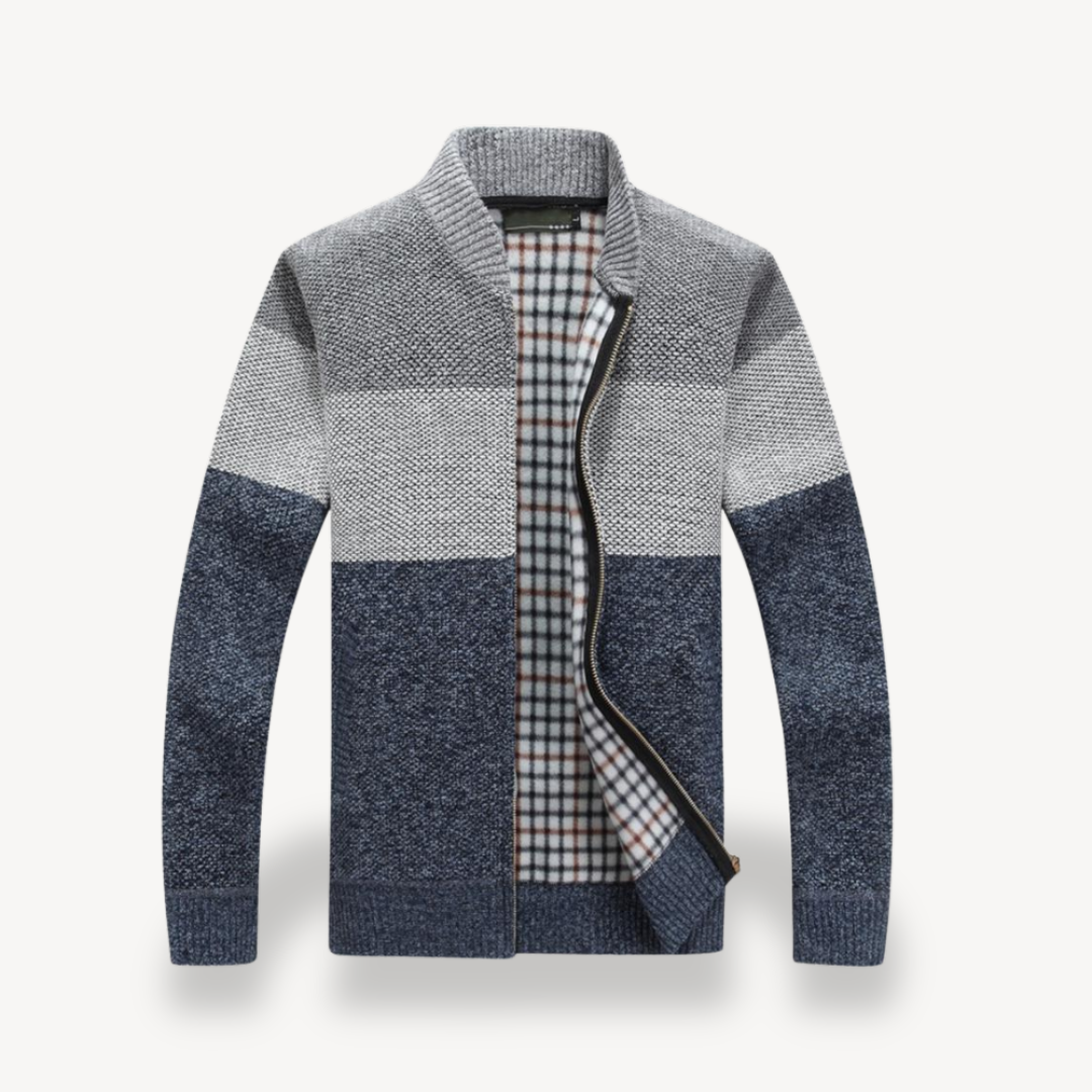 Elarova | Stehkragen-Strickjacke mit Reißverschluss für Herren