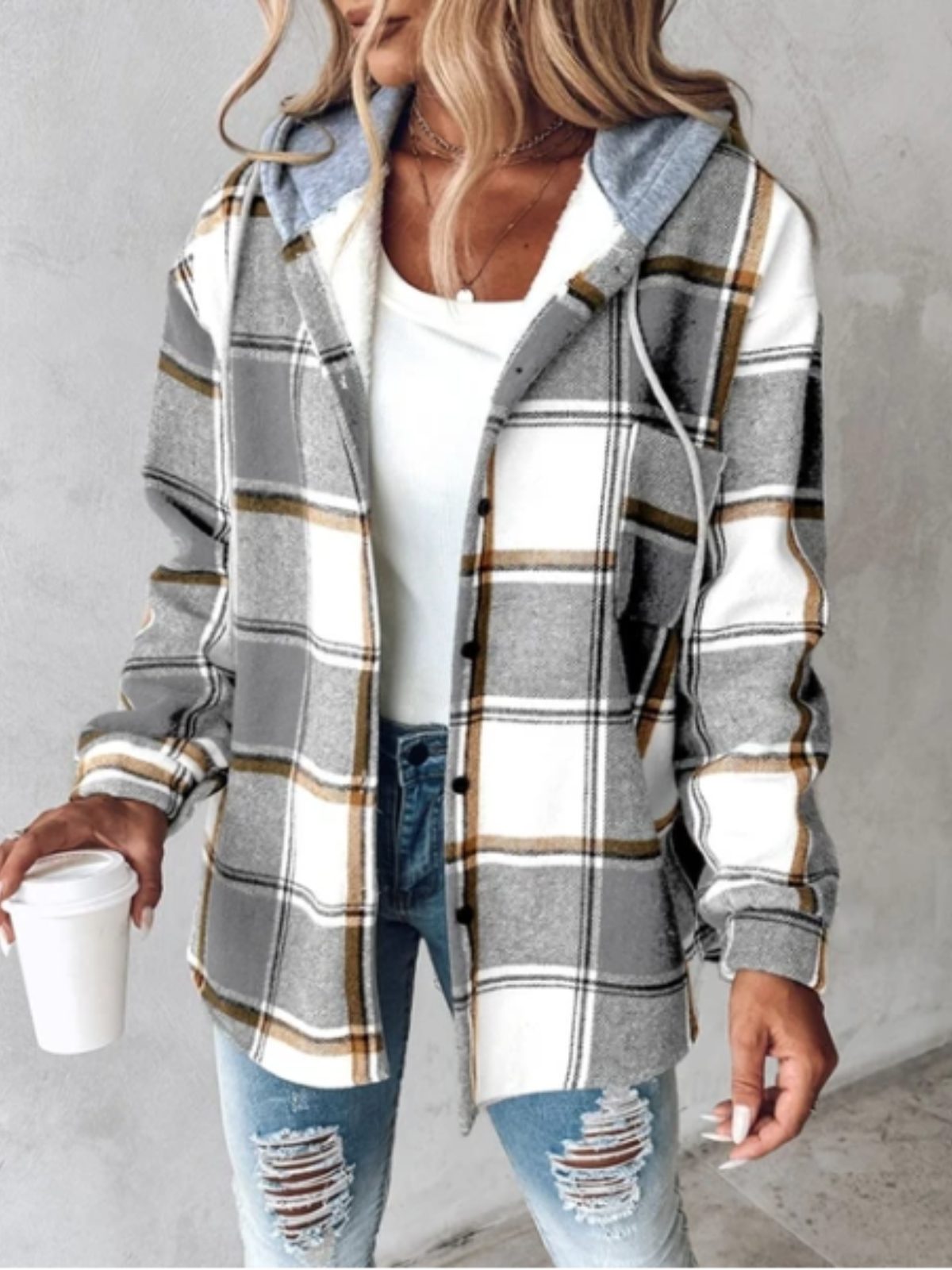 Elarova | Stil klassischer karierten Hoodie für Damen