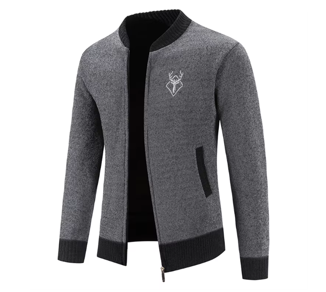 Elarova | Stilvolle Herrenstrickjacke mit Reißverschluss und Strickdesign
