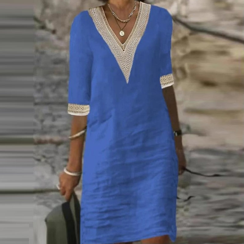 Elarova | Stilvolles Leinen Sommerkleid für Frauen