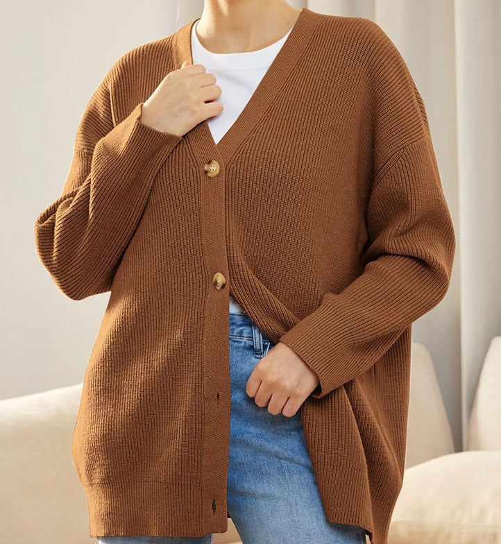 Elarova | Strickjacke Übergröße Knopfleiste Strickjacke Damenbekleidung