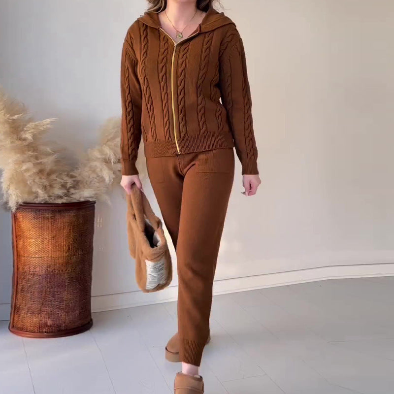 Elarova | Strickjacke und Hose Set für Damen