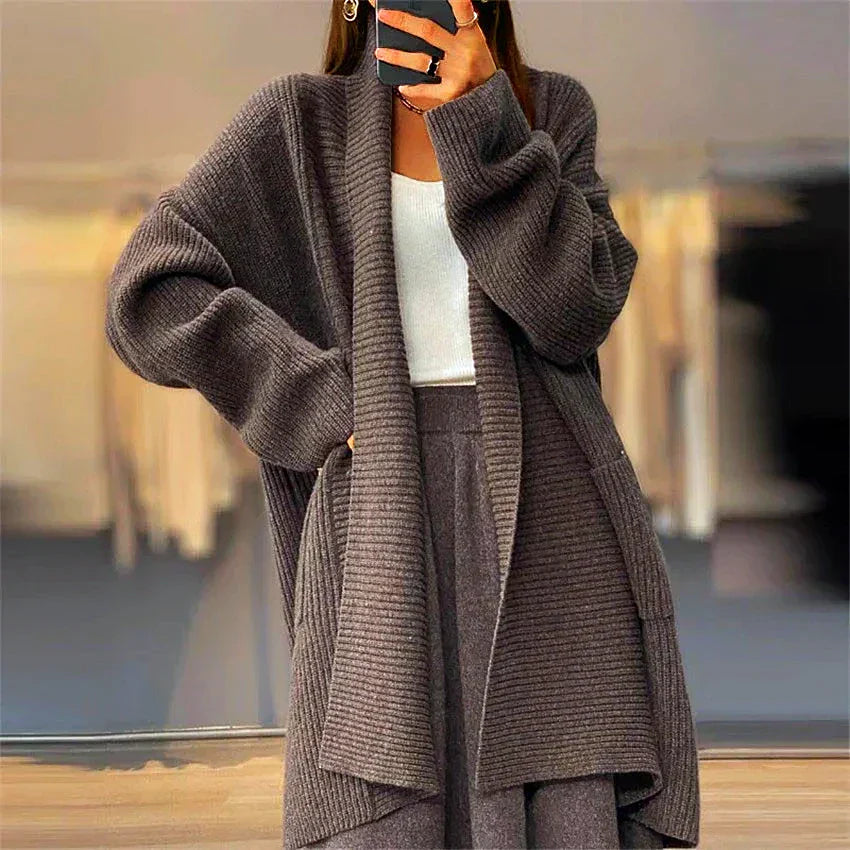 Elarova | Verdickte DamenStrickjacke in Unifarben