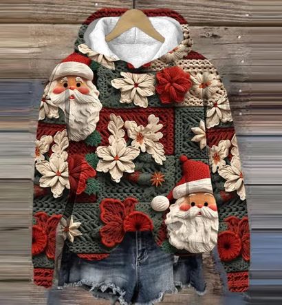 Elarova | Vintage Santa Kapuzenpullover Mit Print