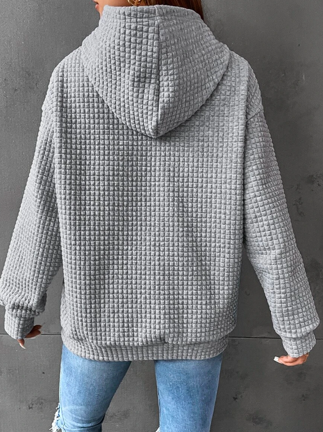 Elarova | Waffel-Kapuzenpullover mit Kordelzug für Damen
