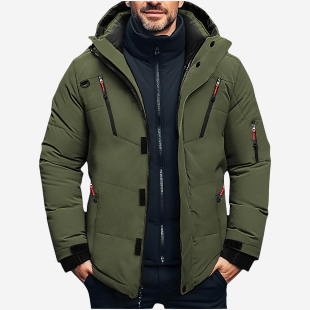 Elarova | Warme Herren-Winter-Steppjacke mit Kapuze