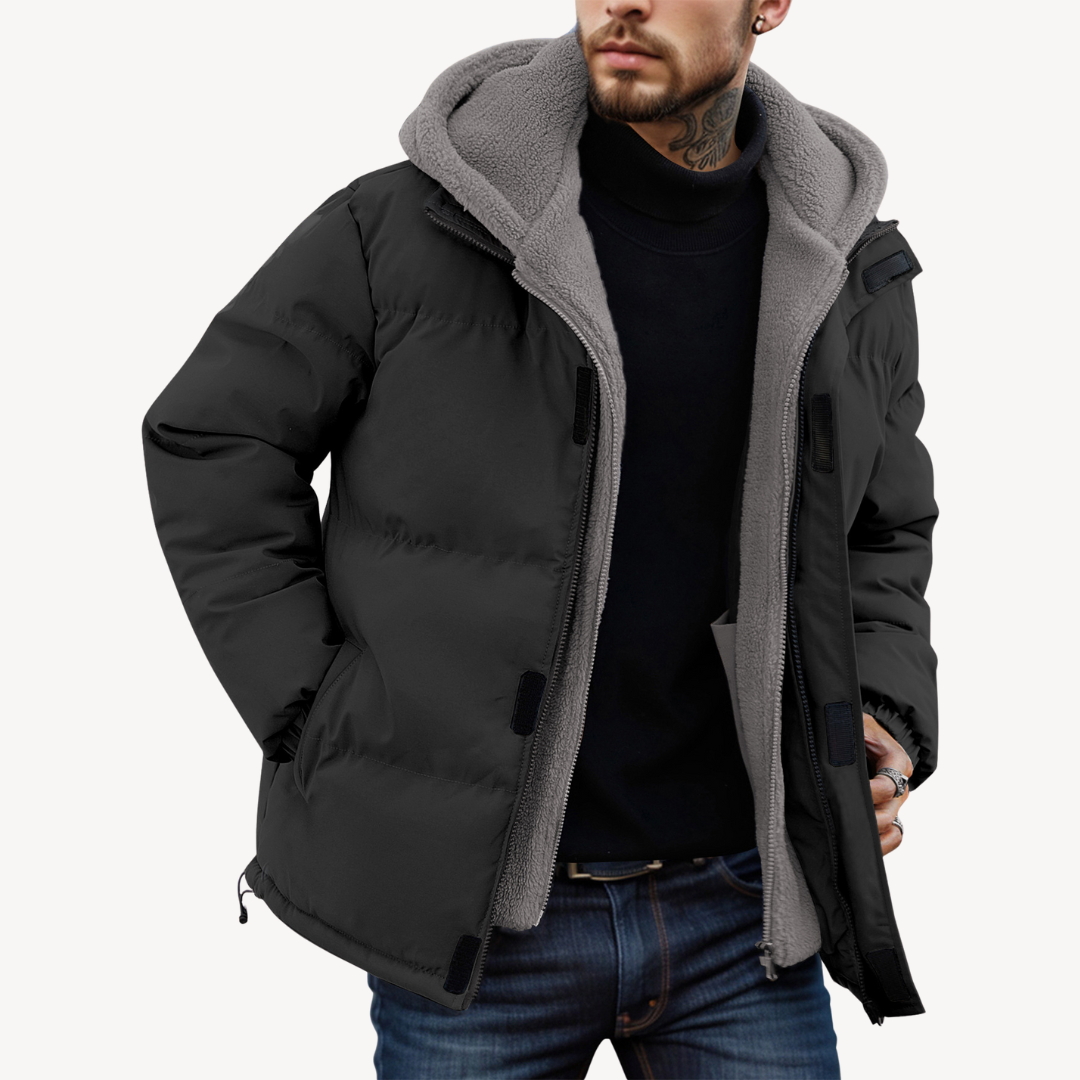Elarova | Warmer Herren-Wintermantel aus Nylon mit Kapuze
