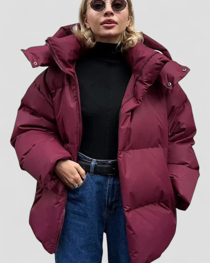 Elarova | Wattierte Pufferjacke aus Baumwolle mit Kapuze für Damen