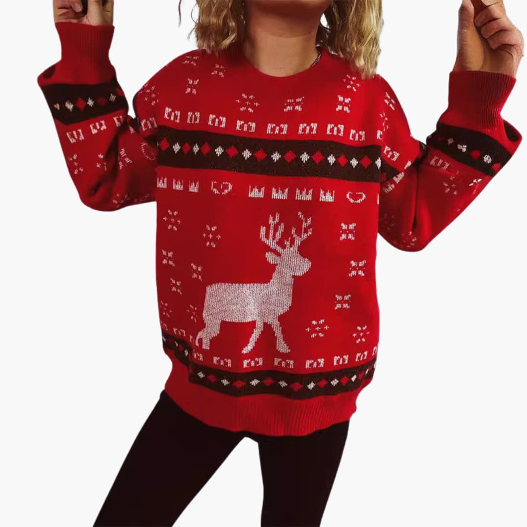 Elarova | Weihnachtspullover für Damen mit Rentiermotiv