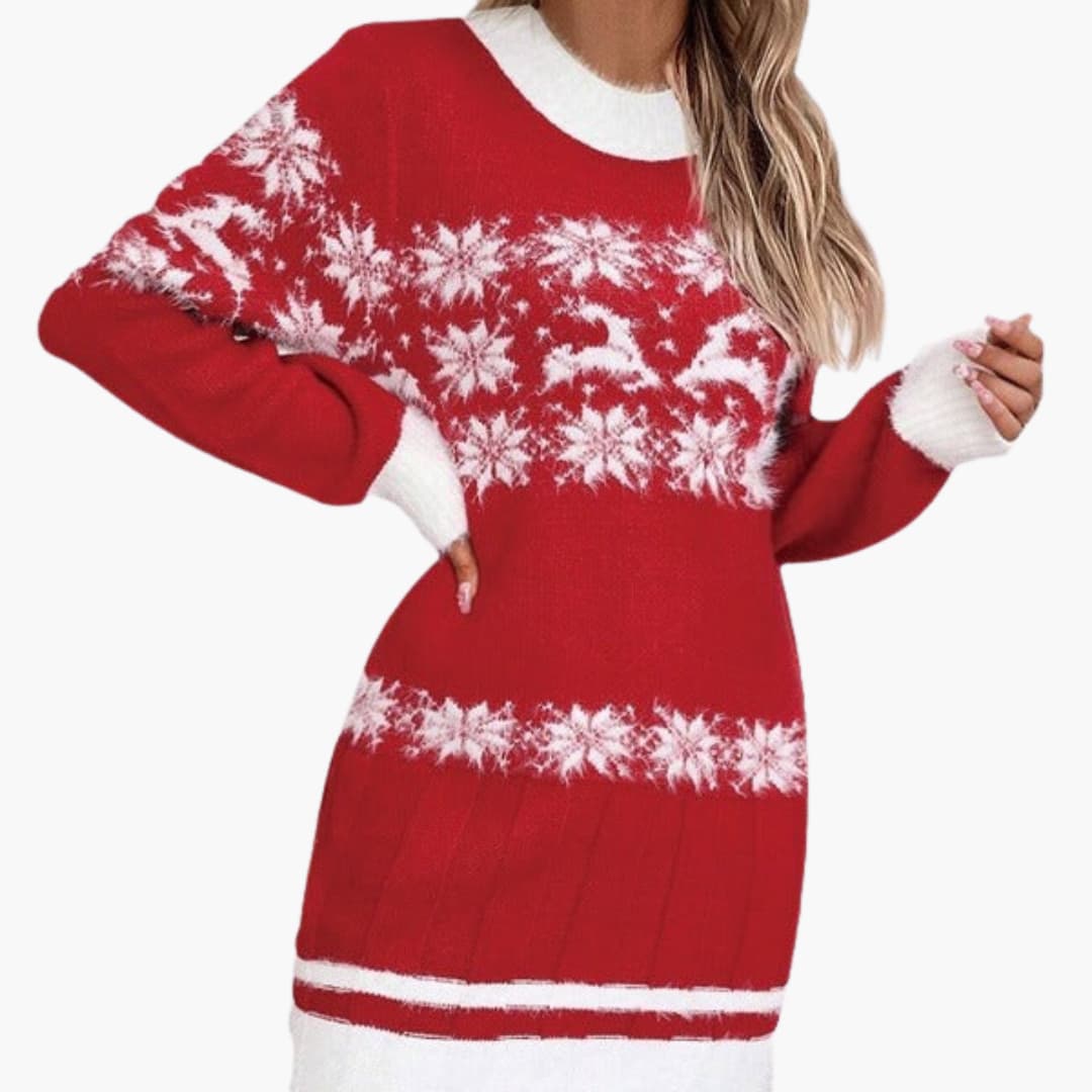 Elarova | Weihnachtspullover für Damen mit Schneeflocken Design