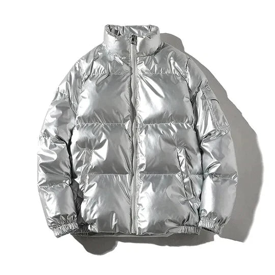 Elarova | Winddichte metallische Winter-Pufferjacke
