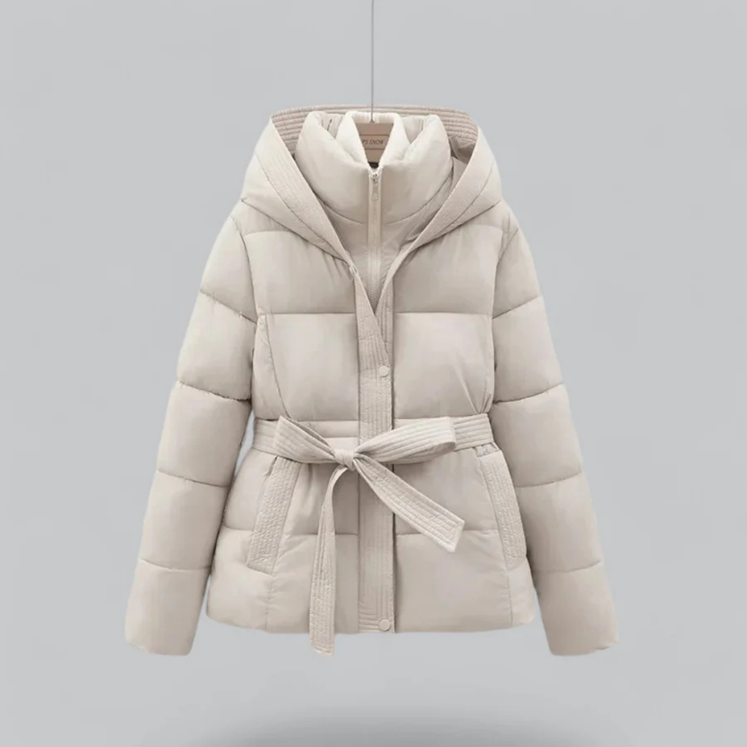 Elarova | Winter Puffer Gürtel Kapuze Jacke Kurze