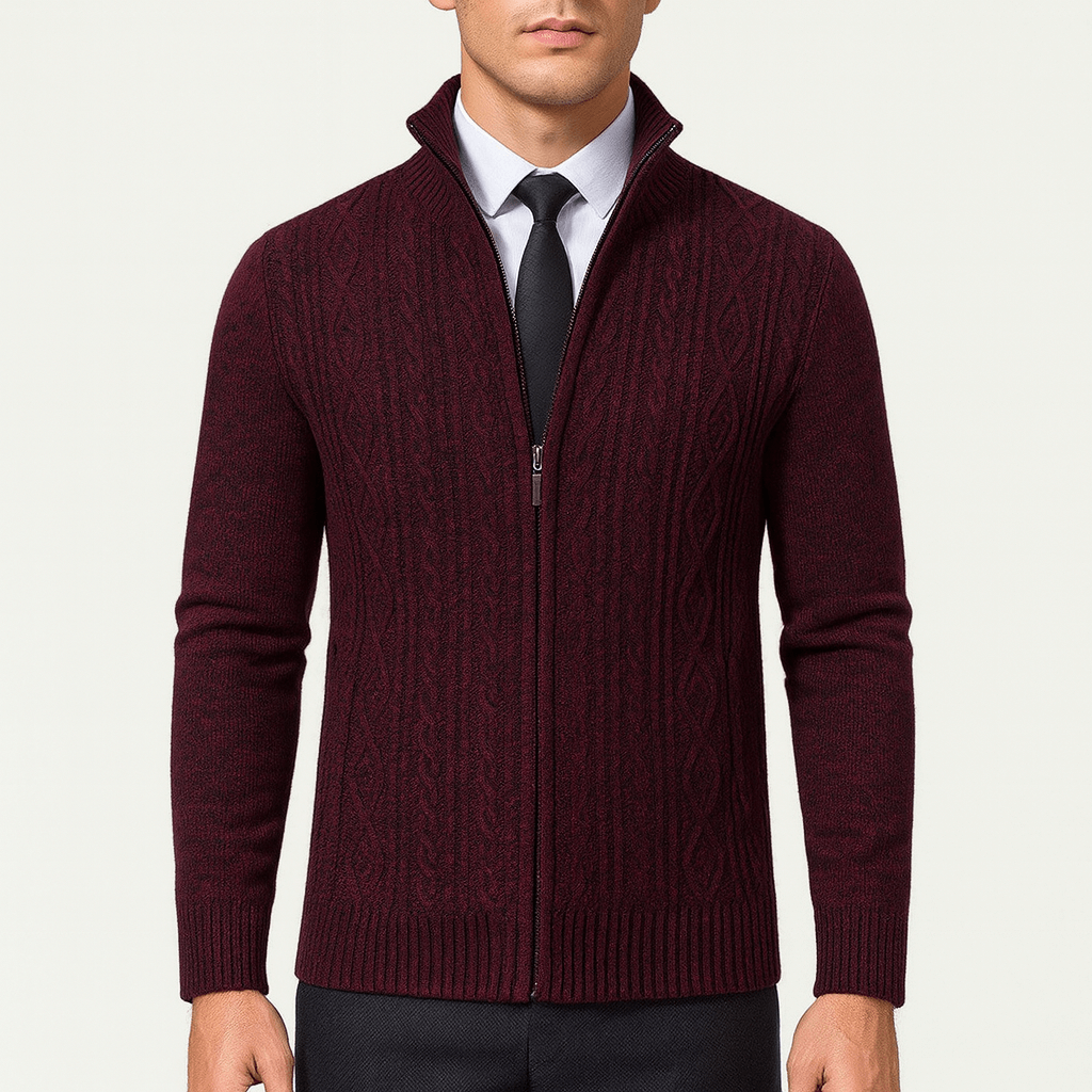 Elarova | Zopfmuster-Cardigan mit Reißverschluss