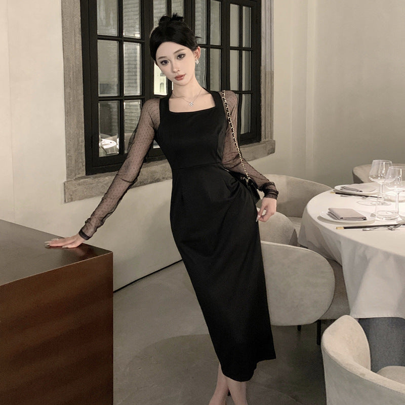 Elarova figurbetontes Netzkleid mit Netz-Einsätzen