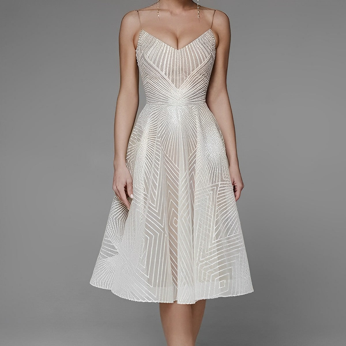 Elegant Evening Gown with Symmetrical Design
