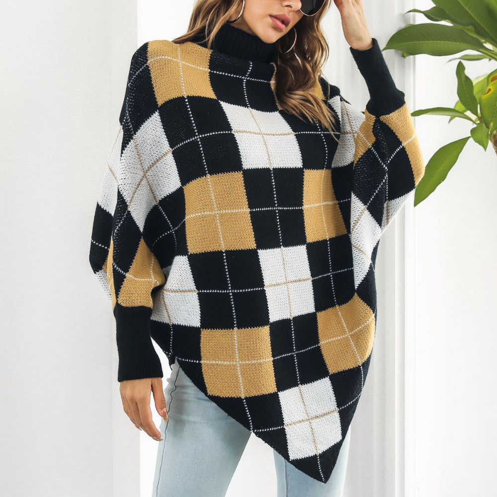 Eleganter Damenpullover Aikaterini im schicken Karomuster