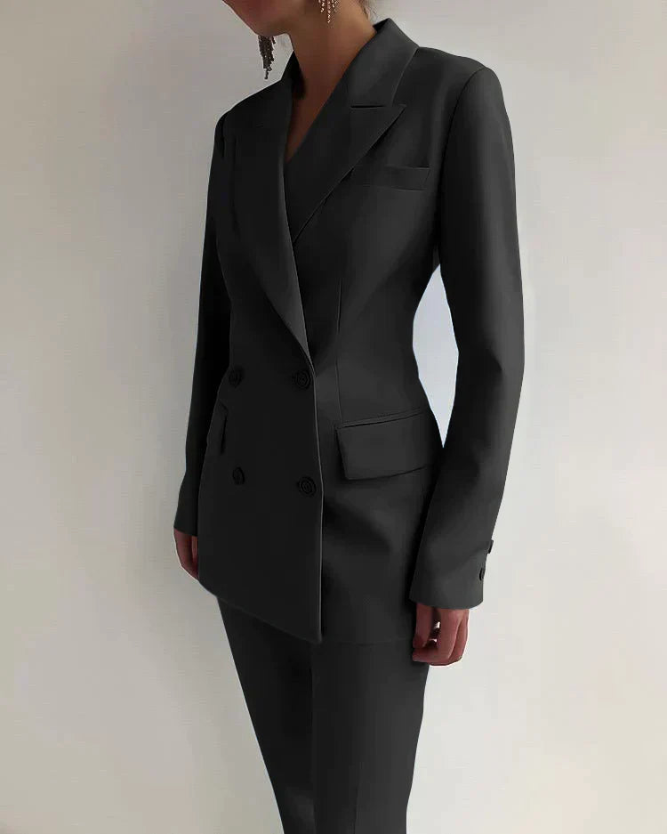 Elarova | Eleganter Damen Hosenanzug mit Doppelreiher