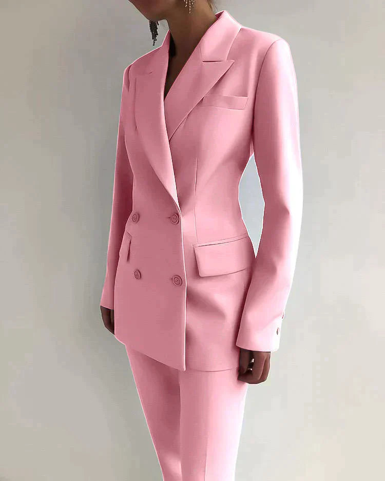 Elarova | Eleganter Damen Hosenanzug mit Doppelreiher
