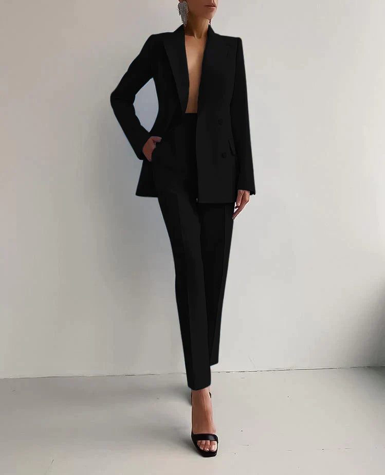 Elarova | Eleganter Damen Hosenanzug mit Doppelreiher