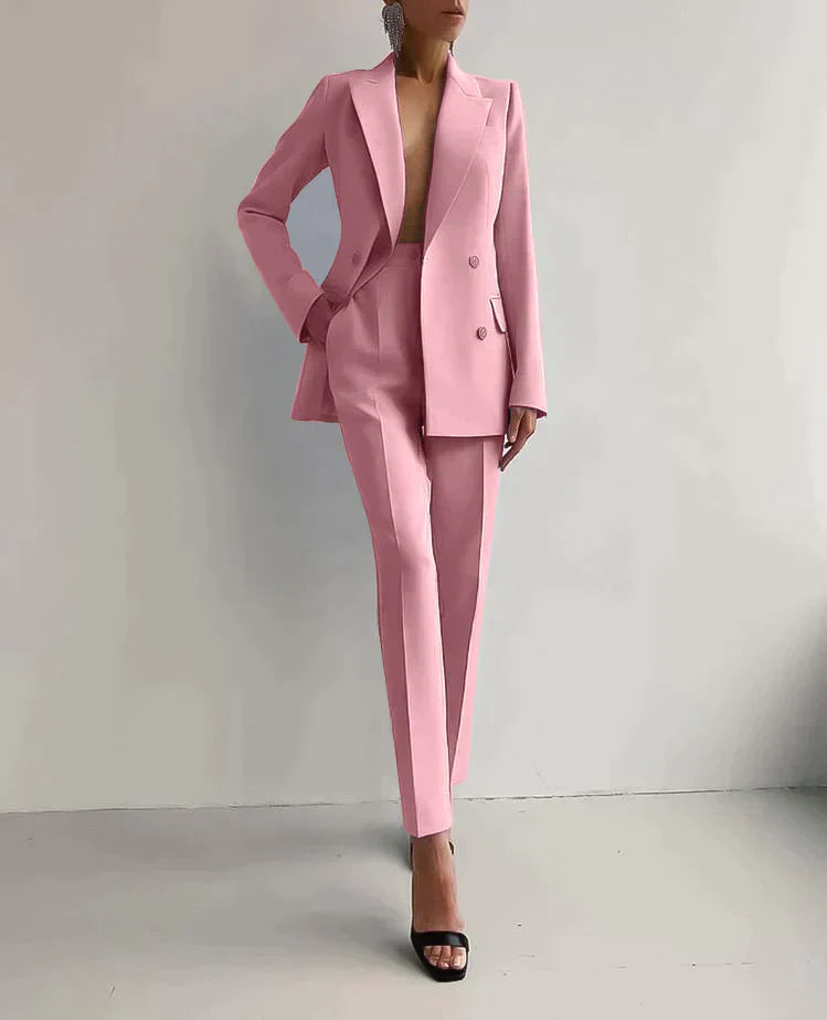Elarova | Eleganter Damen Hosenanzug mit Doppelreiher