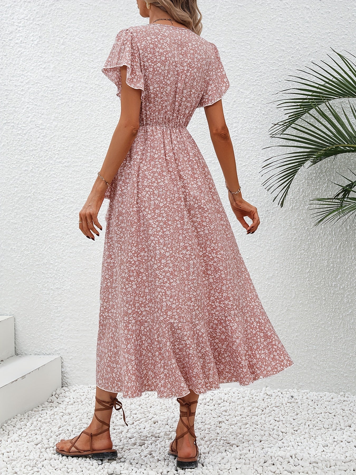 FloraBelle™ – Elegantes Damen Blumenkleid mit Schnürdetail