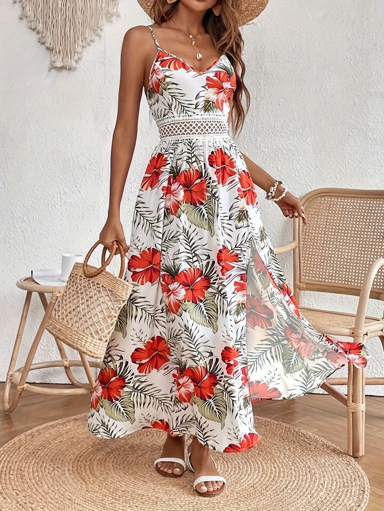 FloraMio™ – Elegantes Damen Blumenkleid mit Spaghettiträger