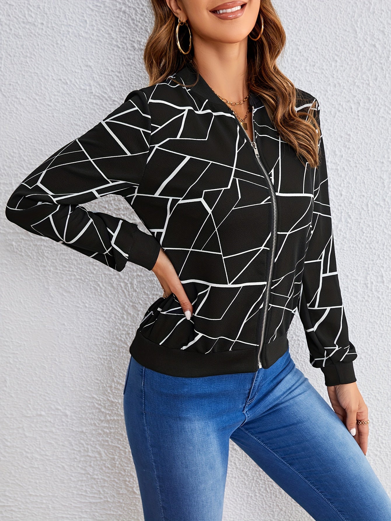 GeoChic™ – Damen Freizeitjacke mit Reißverschluss