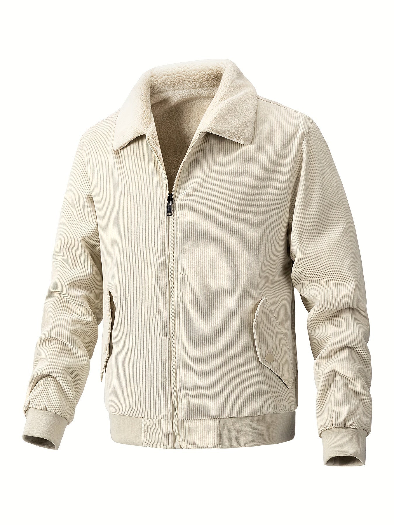 Elarova | Gestreifte Cord-Fleecejacke für Herren