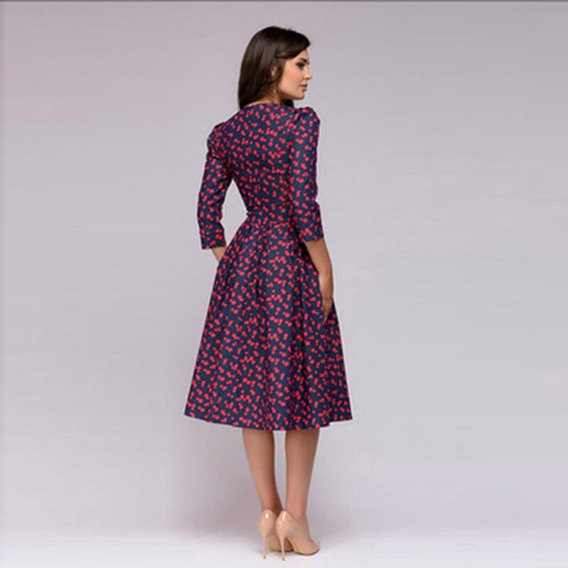 WOLF™ – Damen Sommerkleid mit Blumenmuster und Bequemen Drei Viertel Ärmeln-3