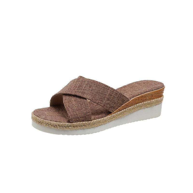 HempLift™ – Elegante Damen Keilsandalen aus Hanf mit Plateau