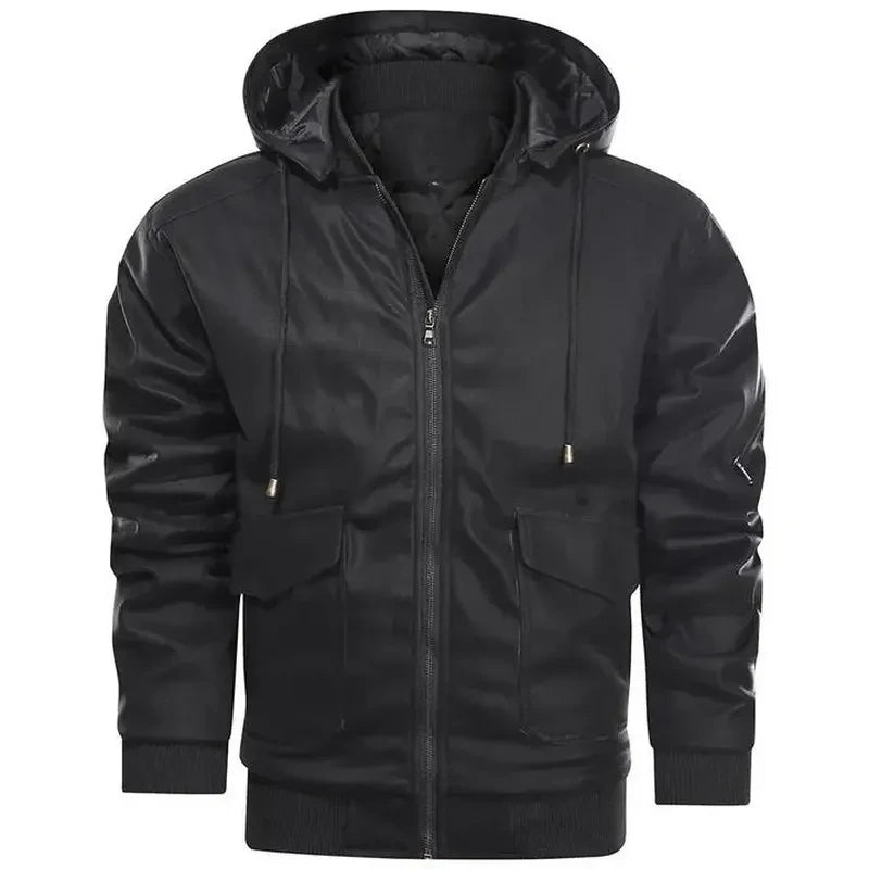 Elarova | Herren-Lederjacke mit Kapuze