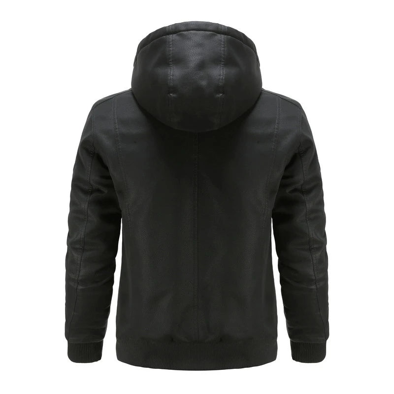 Elarova | Herren-Lederjacke mit Kapuze
