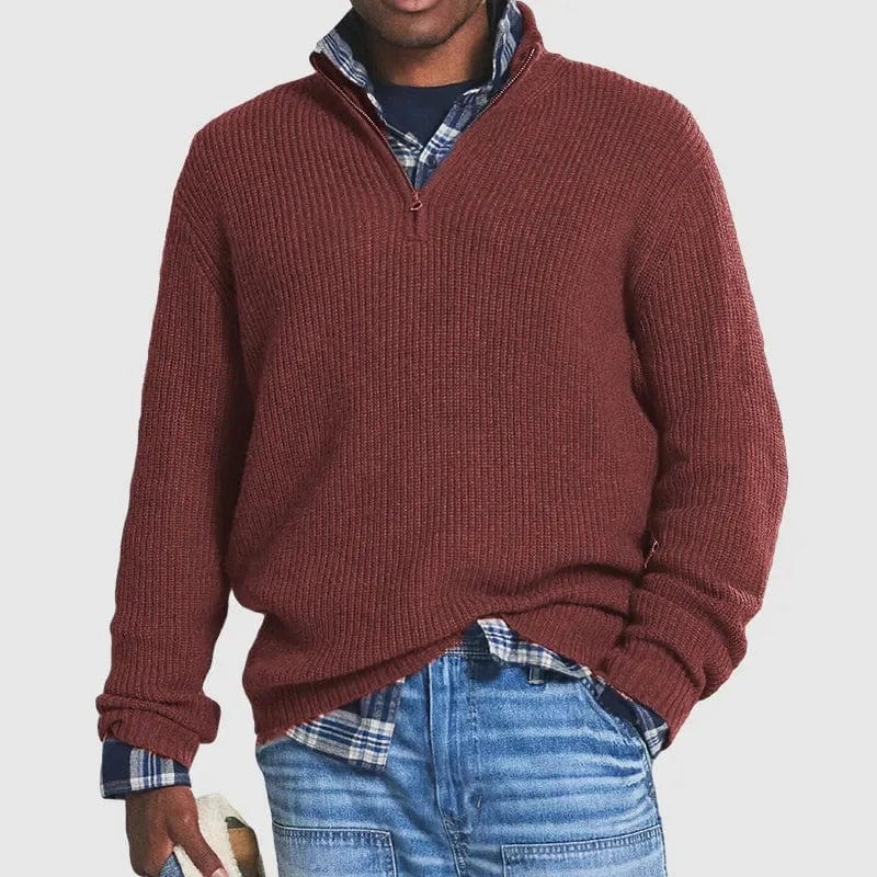 Herren Strickpullover mit halbem Reißverschluss