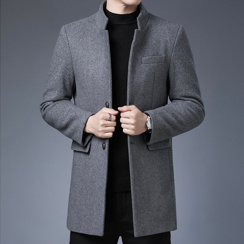 Elarova | Herren-Trenchcoat aus Wolle – winddicht